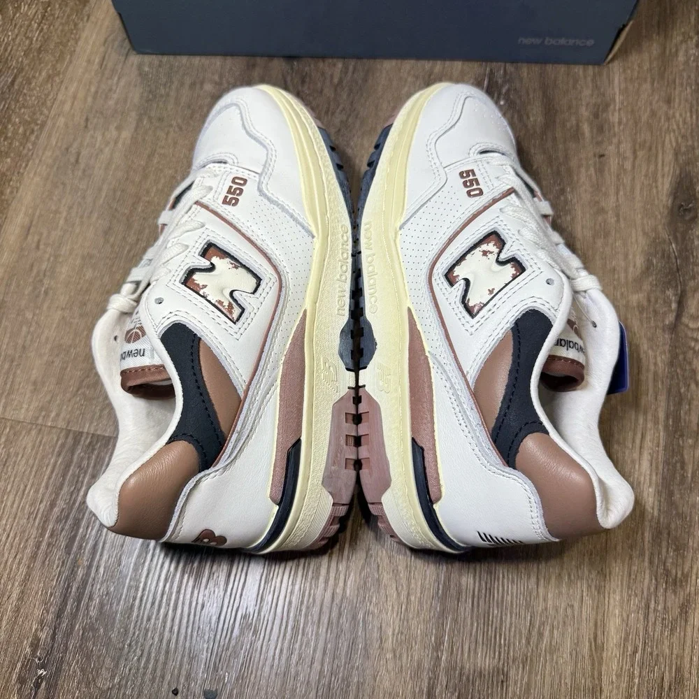 New Balance 550 Shoes White‎ Brown Tan Womens 6 Men 4.5 Sneaker Casual BB550VGC